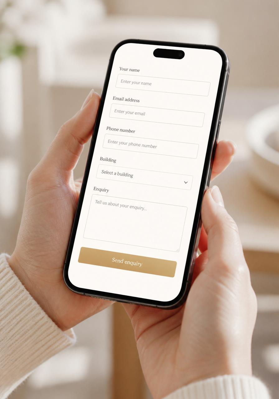 Tenant enquiry form on a phone